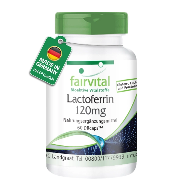 Lactoferrin 120mg - 60 DRcaps™ - Schluckfreundlich - Magensaftresistent - Hochdosiert | Fairvital